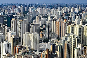 Metropole view from above. Aerial view of Sao Paulo city, Brazil.