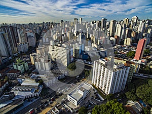 Metropole view from above. Aerial view of Sao Paulo city, Brazil.