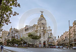 Metropolis building in Gran Via street, in Madrid