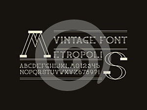 Metropolis font. Vector alphabet
