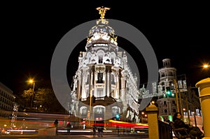 Metropolis at night in Madrid - Spain