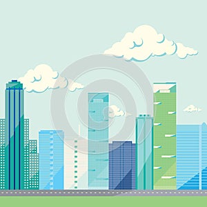 Metropolis: skyscreapers over blue sky photo