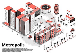 Metropolis Street Isometric Background