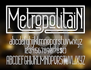 Metropolitain font. Minimalistic typeface