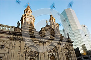 Metropolitan Cathedral at Plaza de Armas in Santiago de Chile photo