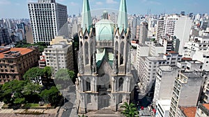 Metropolitan Cathedral of Sao Paulo at SÃ© Square ground zero downtown Sao Paulo