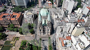 Metropolitan Cathedral of Sao Paulo at SÃ© Square ground zero downtown Sao Paulo