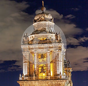 Metropolitan Cathedral Steeple Bells Zocalo Mexico City Mexico