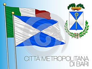 Metropolitan City of Bari, flag and coat of arms, Puglia region, Italy