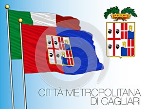 Metropolitan City of Cagliari, Sardinia, flag and coat of arms, Italy