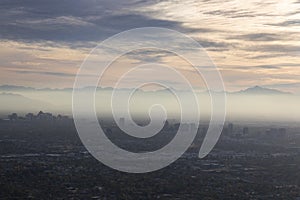 Metropolitan City of Phoenix Arizona Smog Horizon over Land Landscape