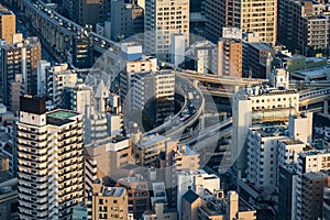 Metropolitan Expressway junction and city, Tokyo, Japan photo