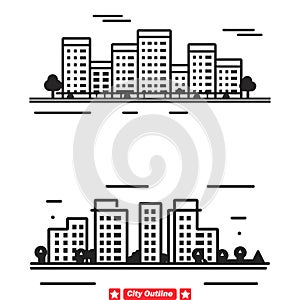 Metropolitan Majesty Detailed City Outline Vectors Perfect for Skyline Representations and Urban Art