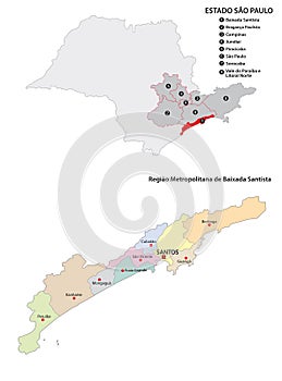 Metropolitan Region of Baixada Santista administrative vector map photo