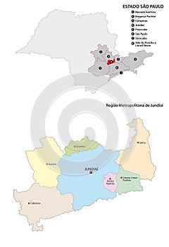 Metropolitan Region of Jundiai administrative vector map, Brazil photo