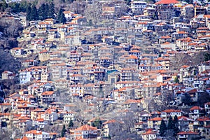 Metsovo city greece houses homes in tourist restort on mountain pindos