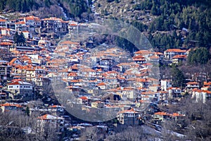 Metsovo city greece houses homes in tourist restort on mountain pindos
