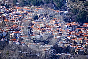 Metsovo city greece houses homes in tourist restort on mountain pindos