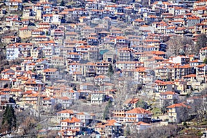 Metsovo city greece houses homes in tourist restort on mountain pindos