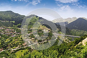 Metsovo tourist resort and mountains at a summer, Greece