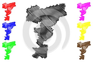 Mettmann district Federal Republic of Germany, State of North Rhine-Westphalia, NRW, Dusseldorf region map vector illustration,