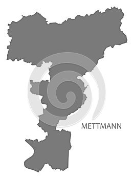 Mettmann grey county map of North Rhine-Westphalia DE