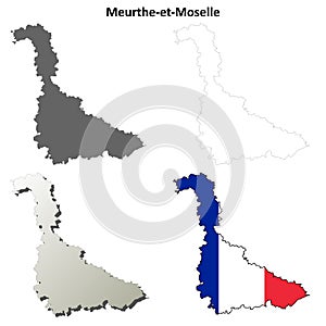 Meurthe-et-Moselle, Lorraine outline map set photo