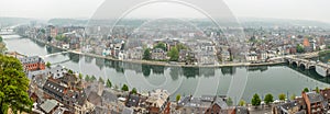 Meuse river with Jambes bridge and city panorama