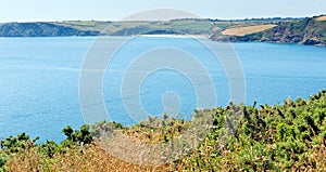 Mevagissey Bay from Black Head near St Austell Cornwall photo