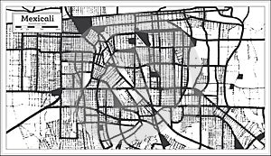 Mexicali Mexico City Map in Black and White Color in Retro Style. Outline Map photo