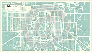 Mexicali Mexico City Map in Retro Style. Outline Map photo