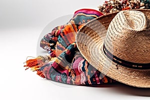 Mexican accessories, top angle, white background