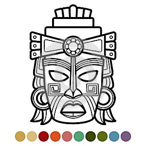 Mexican, african, aztec mask coloring page photo