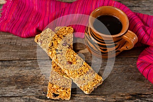 Mexican amaranth bar with peanuts and honey also called alegria photo