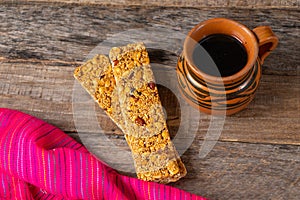 Mexican amaranth bar with peanuts and honey also called alegria photo