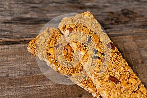 Mexican amaranth bar with peanuts and honey also called alegria photo