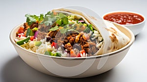 Mexican-american Fusion Bowl With Pork Shawarma And Rice