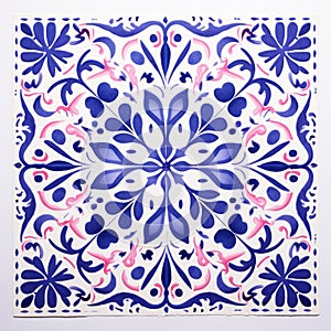 Mexican-american Inspired Floral Wall Tile With Paper Cut-out Design