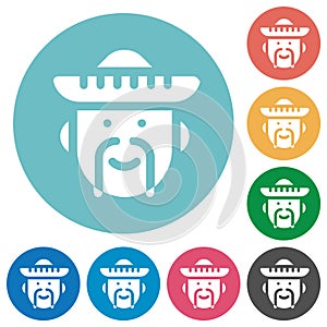 Mexican avatar solid flat round icons