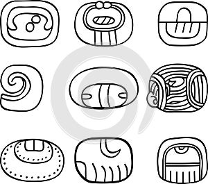 Mexican, aztec or maya motifs, glyphs