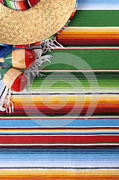 Mexican background sombrero blanket copy space vertical