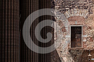 Mexican Balcony with columns in the background