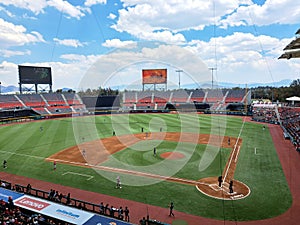 Mexico City, Mexico - Jun 04 2023: Mexican baseball stadium home of the Diablos Rojos team in the country's capital