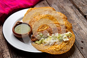 Mexican basket tacos also called de canasta photo