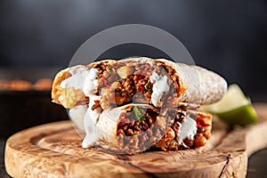 Mexican beef burrito