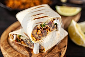 Mexican beef burrito