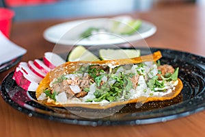 Mexican birria quesadilla with radishes