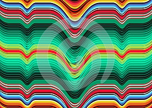 Mexican Blanket Stripes multi color Vector striped Pattern. Typical colorful woven fabric from central america