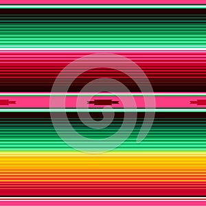 Mexican Blanket Stripes Seamless Vector Pattern. Background for Cinco de Mayo Party Decor or Mexican Food Restaurant