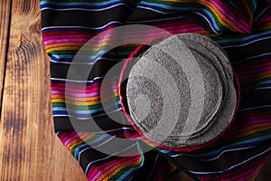 Mexican Blue Tortillas Flat Lay